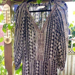 Black & White Tunic Dress with Embroidery Detailing, Velvet by Graham & Spencer